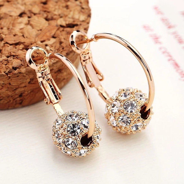 Crystal Ball Charm Hoop Earrings