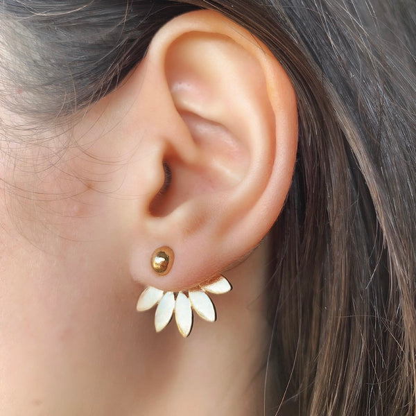 Lotus Ear Jacket Earrings