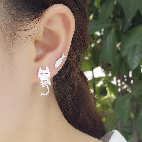 Cat and Fish Earrings