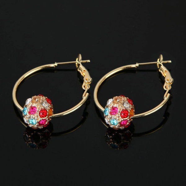 Crystal Ball Charm Hoop Earrings