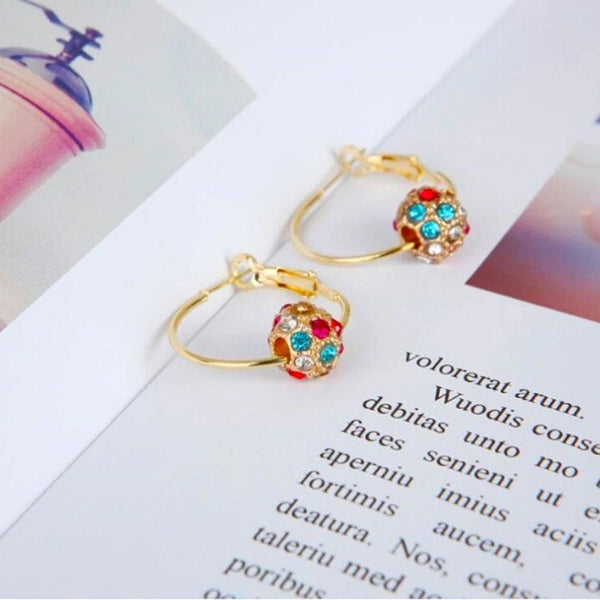 Crystal Ball Charm Hoop Earrings