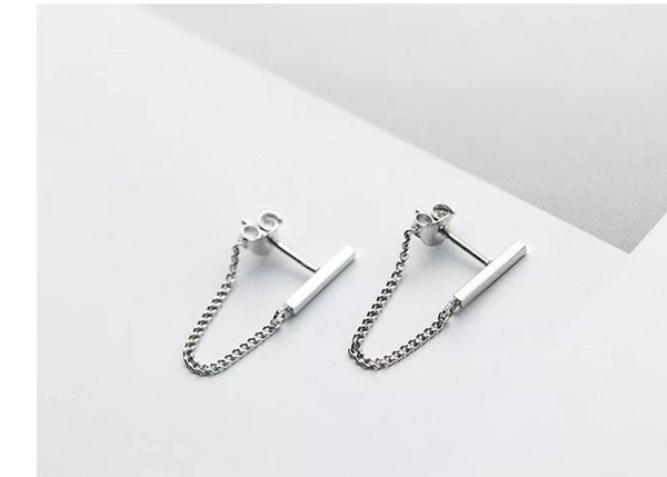 Minimalist Bar Chain Cuff Earrings