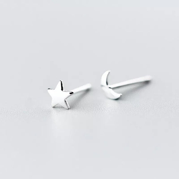 Tiny Star and Moon Mismatched Earrings