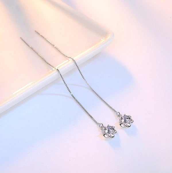 Crystal Floral Threader Earrings