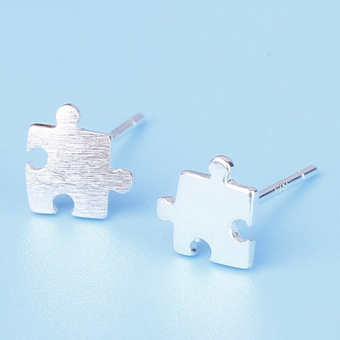 Tiny Puzzle Pieces Stud Earrings