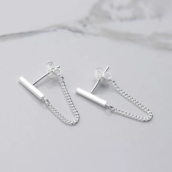 Minimalist Bar Chain Cuff Earrings