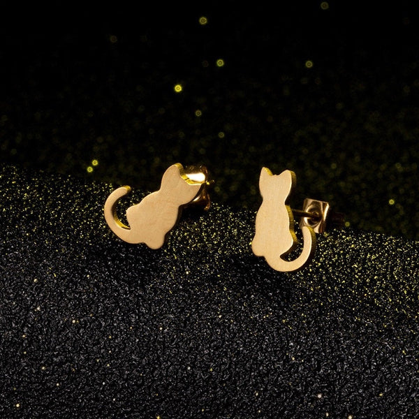 Playful Kitten Stud Earrings