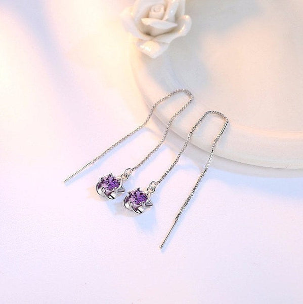 Crystal Floral Threader Earrings