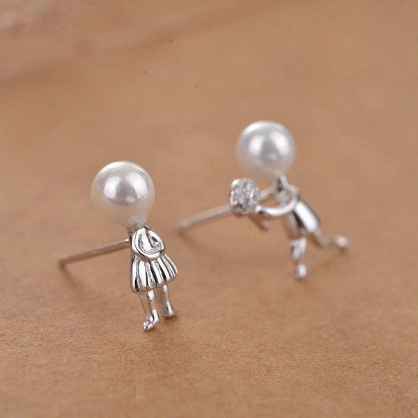 Romantic Boy Girl Pearl Earrings