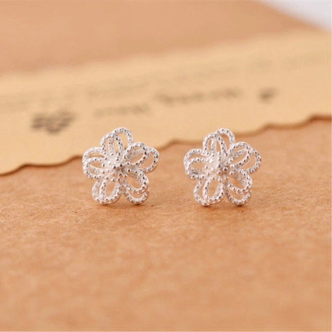 Layered Silver Flower Studs