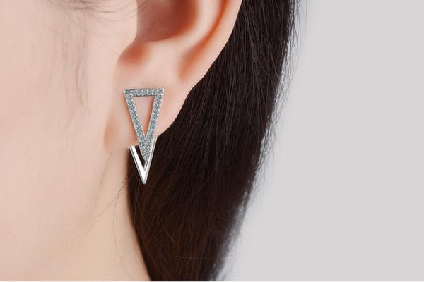 Crystal Triangle Ear Jacket Earrings