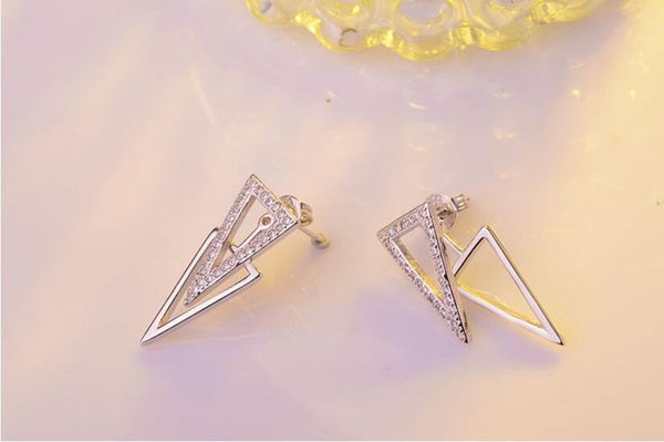 Crystal Triangle Ear Jacket Earrings