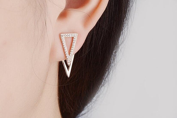 Crystal Triangle Ear Jacket Earrings