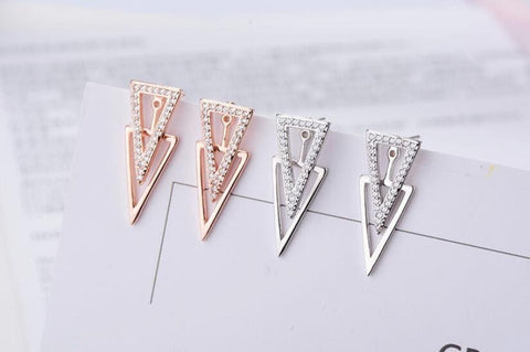 Crystal Triangle Ear Jacket Earrings