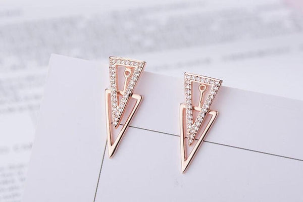 Crystal Triangle Ear Jacket Earrings