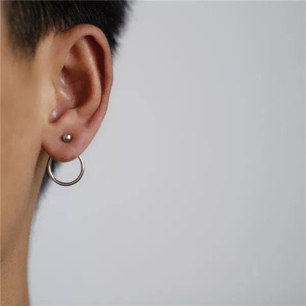 Circle and Bead Ear Jacket Earrings