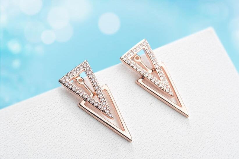 Crystal Triangle Ear Jacket Earrings