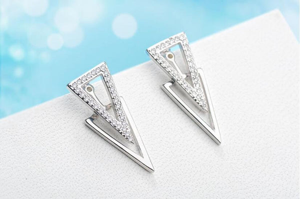 Crystal Triangle Ear Jacket Earrings