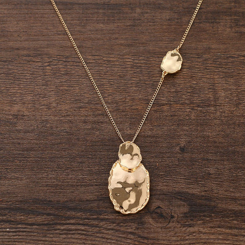 Irregular Disc Double Pendant Necklace