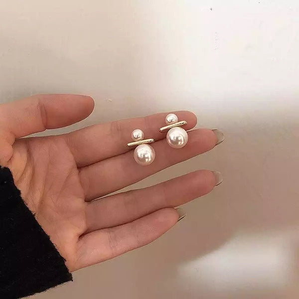 Elegant Pearl and Bar Earrings