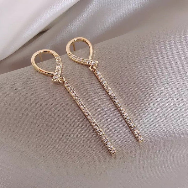 Crystal Teardrop Bar Earrings