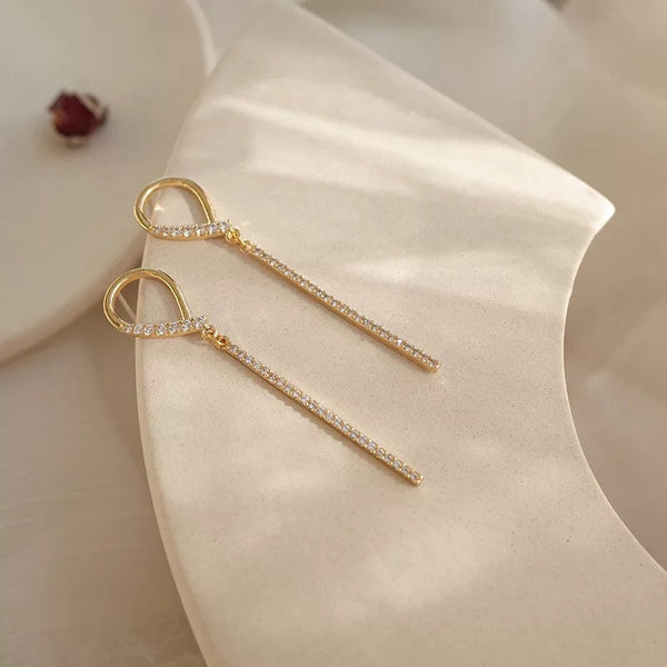 Crystal Teardrop Bar Earrings