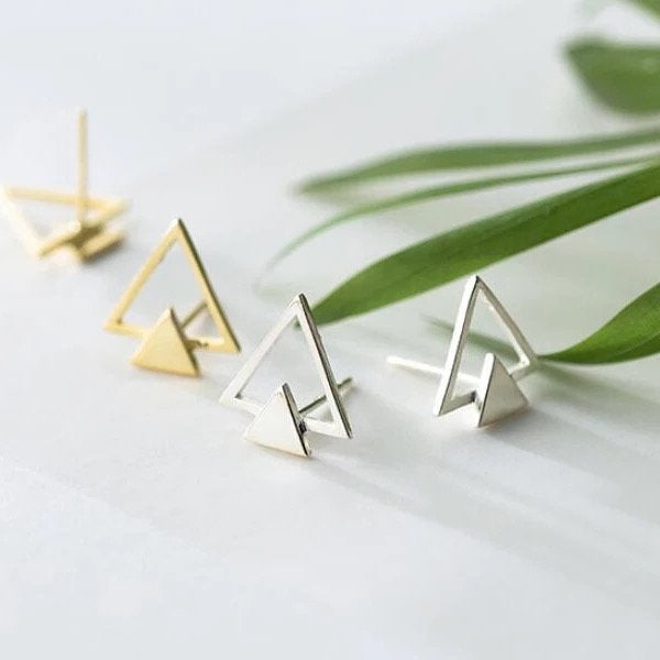 Tiny Double Triangle Earrings