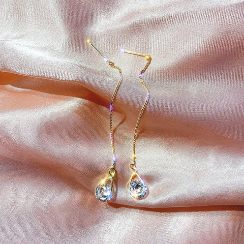 Crystal Teardrop Ear Threader Earrings