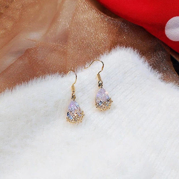 Flowered Teardrop Dangle Earrings