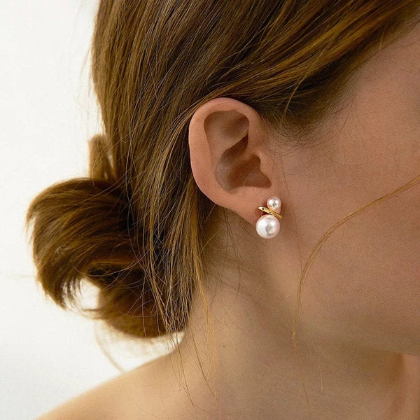 Elegant Pearl and Bar Earrings