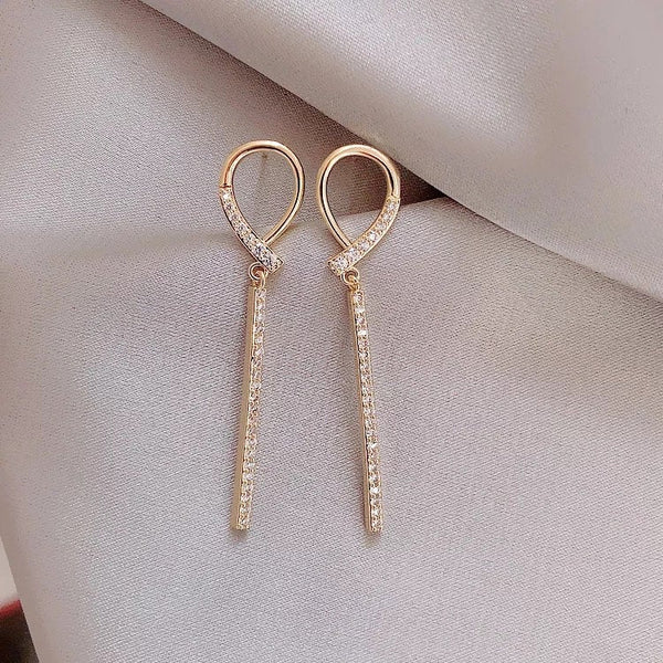 Crystal Teardrop Bar Earrings