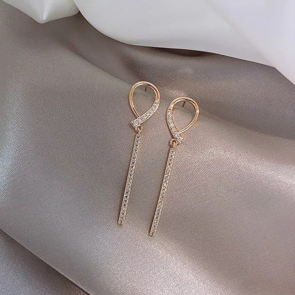 Crystal Teardrop Bar Earrings