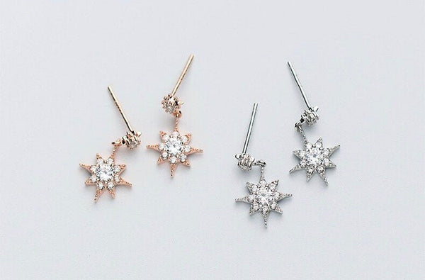 Small Crystal Starburst Dangle Earrings