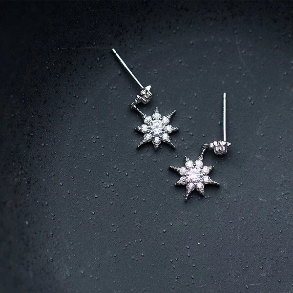 Small Crystal Starburst Dangle Earrings