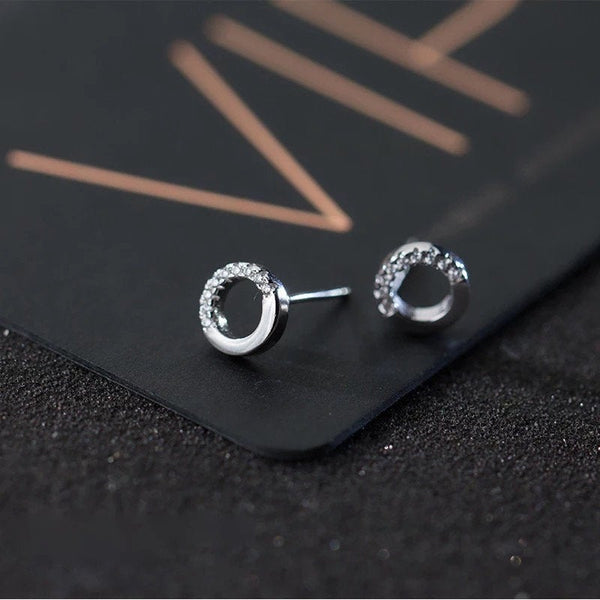 Dainty Open Circle Crystal Paved Studs