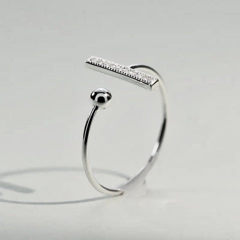 Dainty Crystal Bar Open Ring