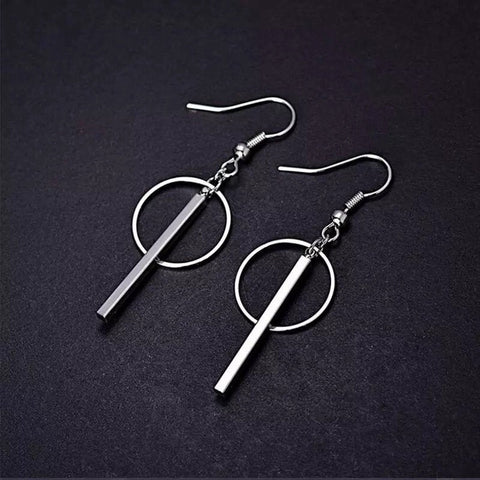 Small Circle Dangle Bar Earrings