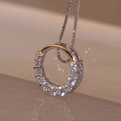 Crystal Circle Pendant Necklace