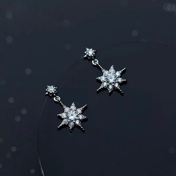 Small Crystal Starburst Dangle Earrings