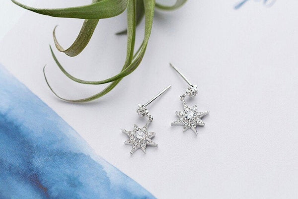 Small Crystal Starburst Dangle Earrings