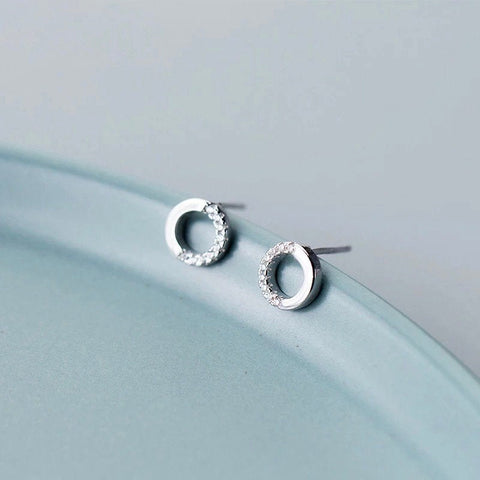 Dainty Open Circle Crystal Paved Studs