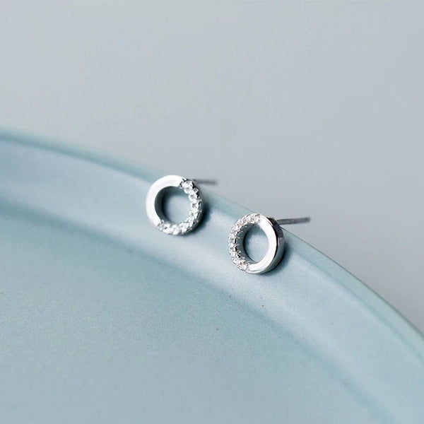 Dainty Open Circle Crystal Paved Studs