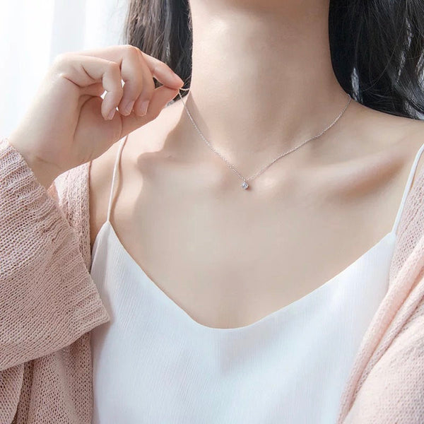 Dainty Solitaire Crystal Necklace