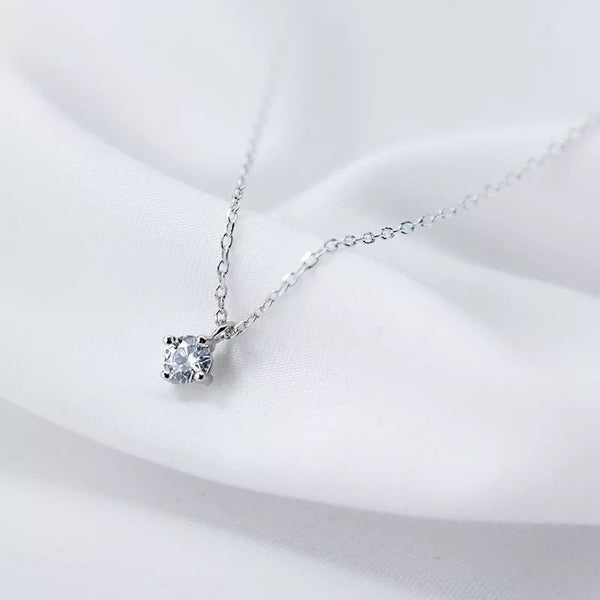 Dainty Solitaire Crystal Necklace