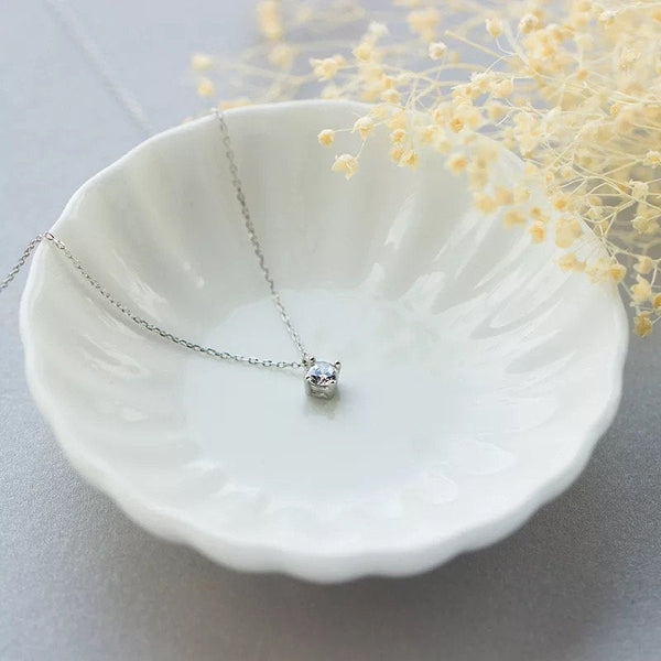 Dainty Solitaire Crystal Necklace