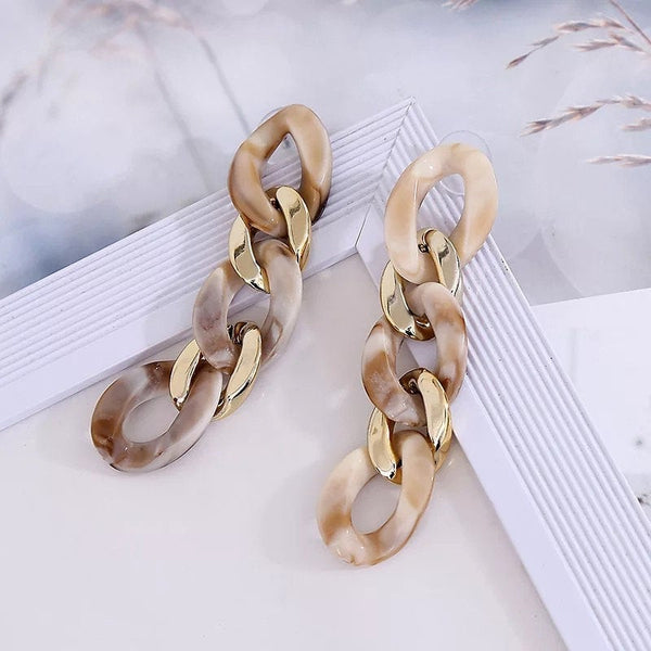 Marble Link Chain Earring