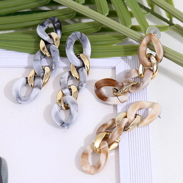 Marble Link Chain Earring