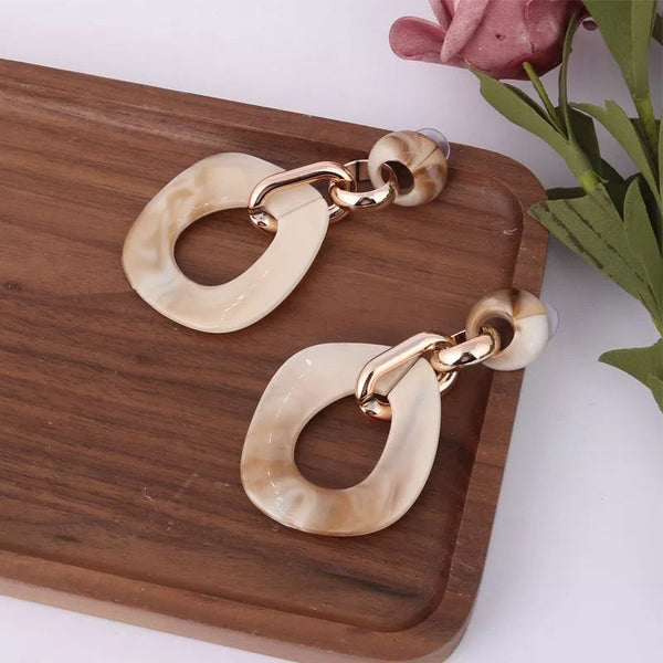 Marble Chain Oval Earrings