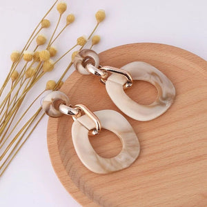 Marble Chain Oval Earrings