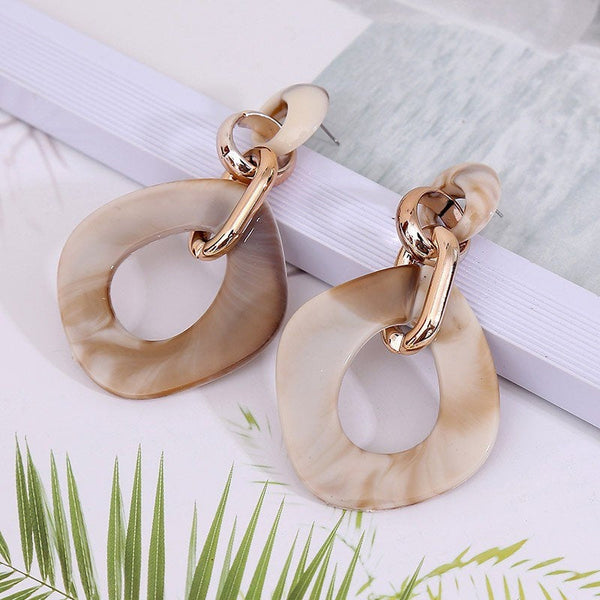 Marble Chain Oval Earrings